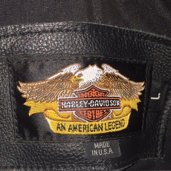 Harley-Davidson Motorcycles Men’s Black Leather Vest Made in USA Size Large - Picture 3 of 11